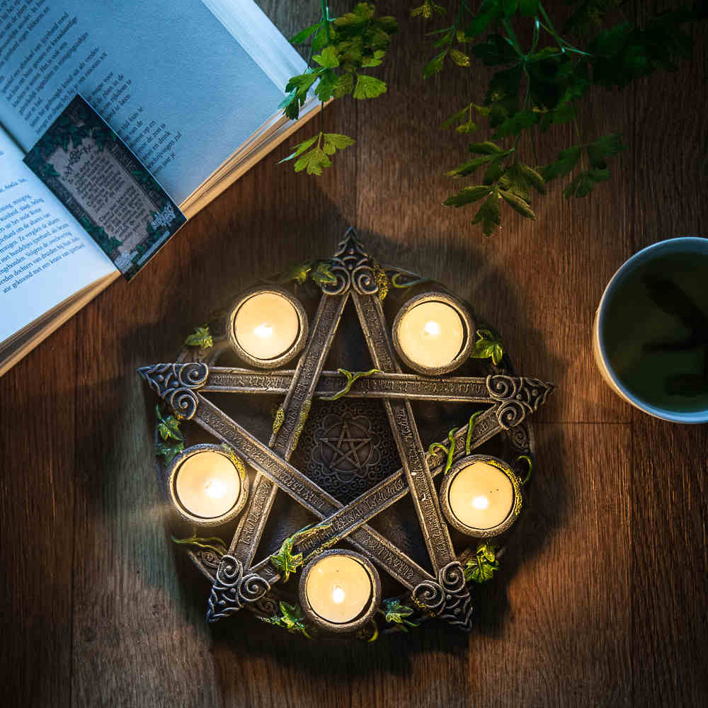 Nemesis Now - Wiccan Pentagram Porte-bougie - Gris